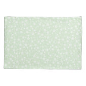 Wit op Mint Green | Lino Print Stars Patroon Kussensloop (Achterkant-Links)