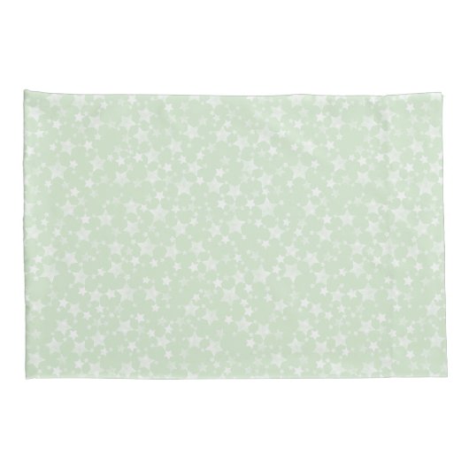 Wit op Mint Green | Lino Print Stars Patroon Kussensloop (Achterkant-Rechts)