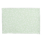 Wit op Mint Green | Lino Print Stars Patroon Kussensloop (Voorkant-Links)