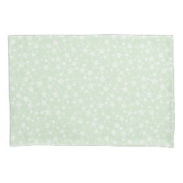 Wit op Mint Green | Lino Print Stars Patroon Kussensloop