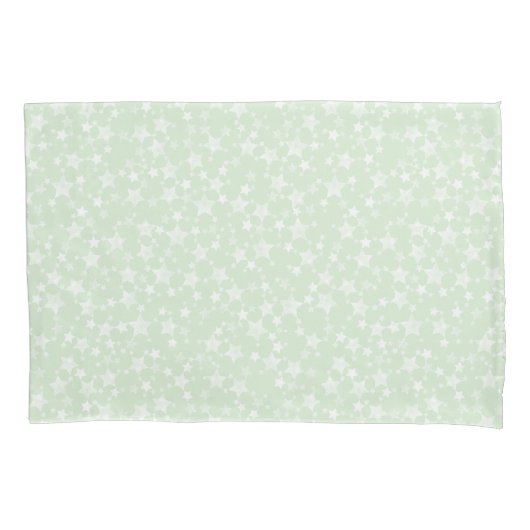 Wit op Mint Green | Lino Print Stars Patroon Kussensloop (Voorkant-Links)