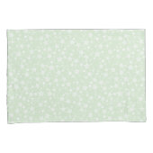 Wit op Mint Green | Lino Print Stars Patroon Kussensloop (Voorkant-Rechts)