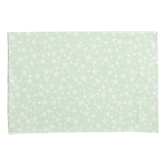 Wit op Mint Green | Lino Print Stars Patroon Kussensloop (Voorkant-Rechts)