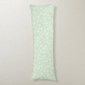 Wit op Mint Green | Lino Print Stars Patroon Lichaamskussen (Voorkant Verticaal)