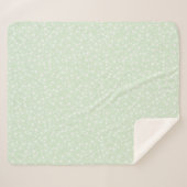 Wit op Mint Green | Lino Print Stars Patroon Sherpa Deken (Voorkant (horizontaal))