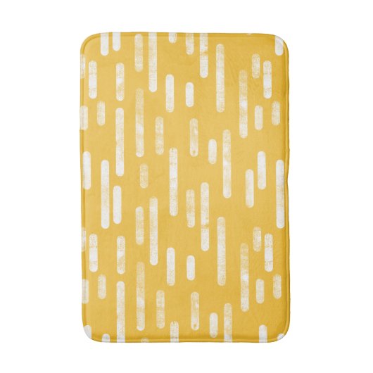 Wit op Mosterd Geel Roundlines Patroon Badmat (Voorkant Verticaal)