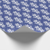 Wit op Navy Blue Damask v2 Cadeaupapier (Hoek)