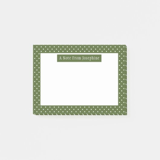 Wit Op Olijfgroene Stippenpatroon En Tekst Post-it® Notes (Voorkant)