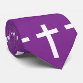 Wit op Paarse Christelijke geloof stropdas (Opgerold)