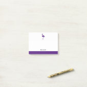 Wit op Paarse Flamingo & Rand met Naam Post-it® Notes (Op bureau)
