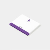 Wit op Paarse Flamingo & Rand met Naam Post-it® Notes (Schuin)
