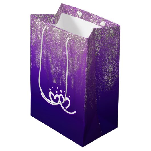 Wit op Paarse Gradiënt | Medium Cadeauzakje (Voorkant Gekanteld)