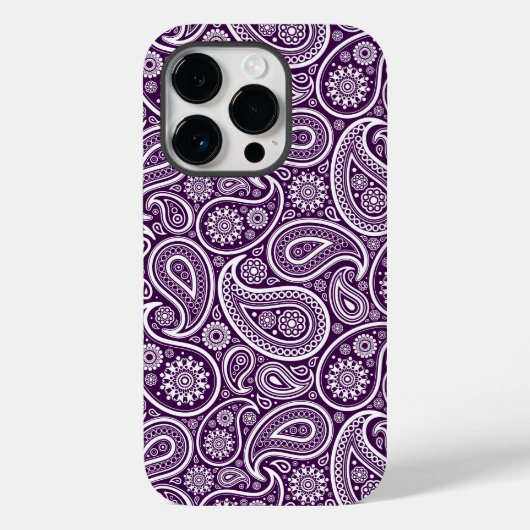 Wit op Paarse retro paisley patroon Case-Mate iPhone Case (Achterkant)
