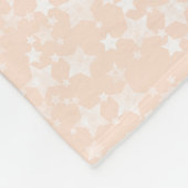 Wit op perzik/abrikoos | Lino Print Stars Patroon Fleece Deken (Hoek)