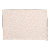 Wit op perzik/abrikoos | Lino Print Stars Patroon Kussensloop (Voorkant-Links)