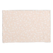 Wit op perzik/abrikoos | Lino Print Stars Patroon Kussensloop (Voorkant-Rechts)