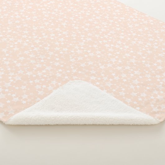 Wit op perzik/abrikoos | Lino Print Stars Patroon Sherpa Deken (3/4)