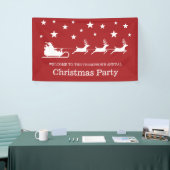 Wit Op Rode Kerstman Arrenslee & Sterren Kerstfees Spandoek (Beurs)