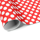 Wit op Rode Kleine Grootte Polka Dots Cadeaupapier (Rol Hoek)