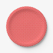 Wit op Rode Kleine Grootte Polka Dots Papieren Bordje (Voorkant)