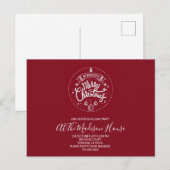 Wit Op Rode Prettig Kerstfeest Uitnodiging Briefkaart (Voorkant / Achterkant)
