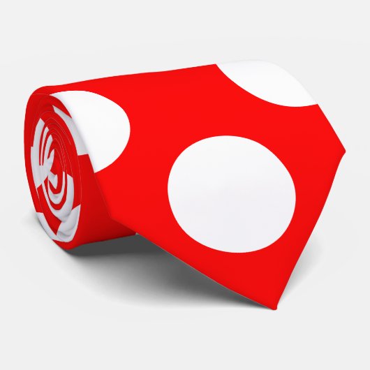 Wit op Rode Reuzengrootte Polka Dots Stropdas (Opgerold)