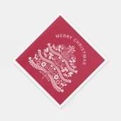 Wit op Rode Scandinavische Kerstboom Servet (Hoek)