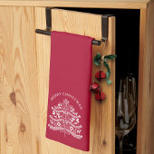 Wit op Rode Scandinavische Kerstboom Theedoek