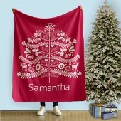 Wit op Rode Scandinavische Nordic Christmas Tree Fleece Deken