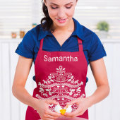 Wit op Rode Scandinavische Nordic Christmas Tree Schort