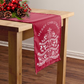 Wit op Rode Scandinavische volkskunst kerstboom Medium Tafelloper