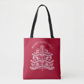 Wit op Rode Scandinavische volkskunst kerstboom Tote Bag (Voorkant)