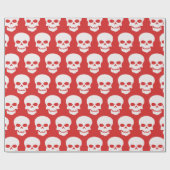 Wit op rode schedels cadeaupapier (Vlak)