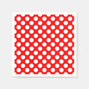 Wit op rood groot formaat polka dots papier servet