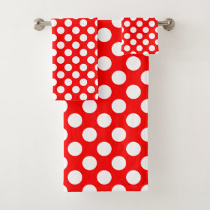 Wit op rood groot formaat polka stippen badhanddoe bad handdoek