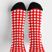 Wit op Rood Groot Grootte Horiz. Polka Dots Sokken (Top)