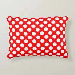 Wit op Rood Grote Grootte Polka Dots Accent Kussen