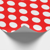 Wit op Rood Grote Grootte Polka Dots Cadeaupapier (Hoek)