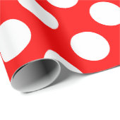Wit op Rood Grote Grootte Polka Dots Cadeaupapier (Rol Hoek)