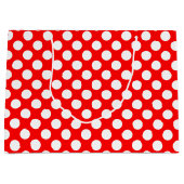 Wit op Rood Grote Grootte Polka Dots Groot Cadeauzakje (Voorkant)