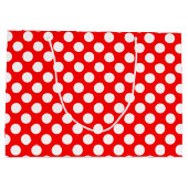 Wit op Rood Grote Grootte Polka Dots Groot Cadeauzakje (Achterkant)