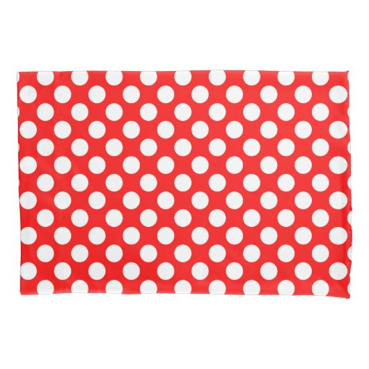 Wit op Rood Grote Grootte Polka Dots Kussensloop (Voorkant)