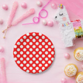 Wit op Rood Grote Grootte Polka Dots Papieren Bordje (Feest)