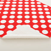 Wit op Rood Grote Grootte Polka Dots Sherpa Deken (3/4)