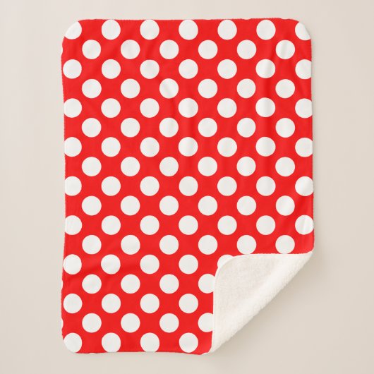 Wit op Rood Grote Grootte Polka Dots Sherpa Deken (Voorkant)