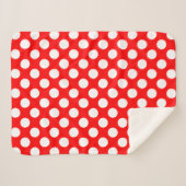 Wit op Rood Grote Grootte Polka Dots Sherpa Deken (Voorkant (horizontaal))