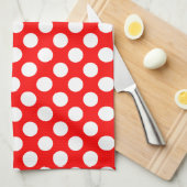 Wit op Rood Grote Grootte Polka Dots Theedoek (Quarter Fold)