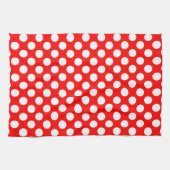 Wit op Rood Grote Grootte Polka Dots Theedoek (Horizontaal)