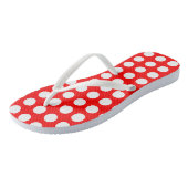 Wit op rood grote horizontale stippen teenslippers (Schuin)