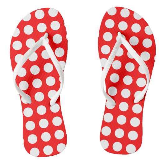 Wit op rood grote horizontale stippen teenslippers (Voetbed)